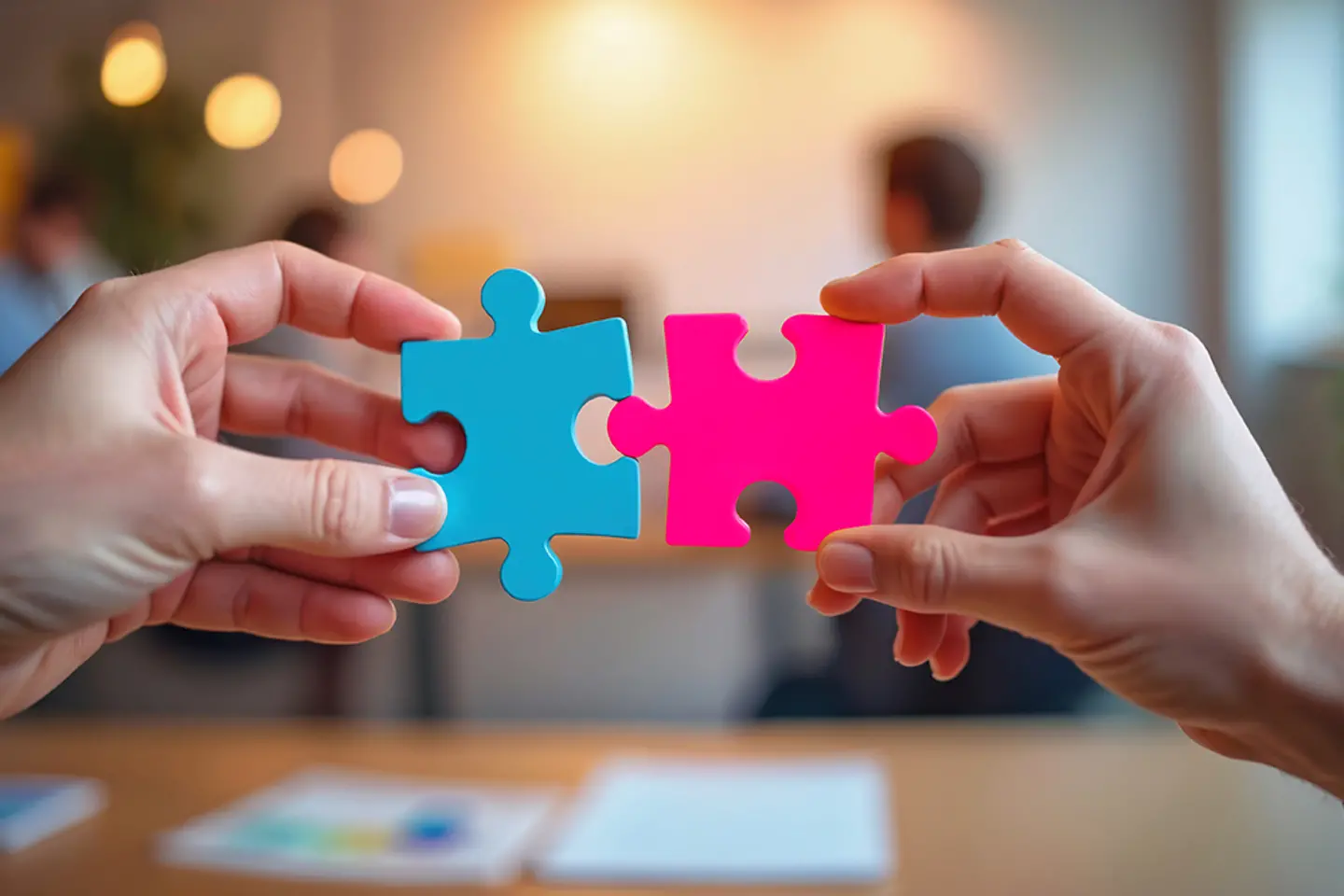 eople hold a puzzle in their hands